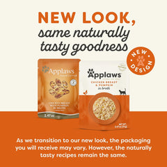 Applaws Natural Wet Cat Food – Chicken Breast with Pumpkin in Broth (12 x 2.47 oz Pouches)