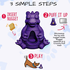Yeti Dragon Puff & Play Dog Toy Interactive Nuggets Treat Dispenser - Light to Light Moderate Chewers