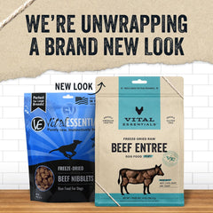 Vital Essentials Freeze Dried Raw Dog Food, Beef Nibs Entree, 14 oz
