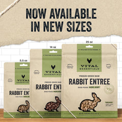 Vital Essentials Freeze Dried Raw Dog Food, Rabbit Mini Nibs Entree, 25 oz