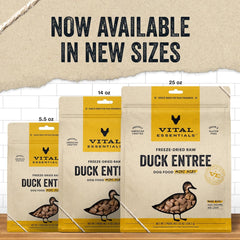 Vital Essentials Freeze Dried Raw Dog Food, Duck Mini Nibs Entree, 25 oz