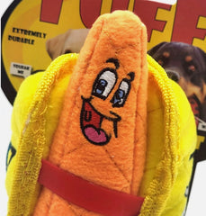 Tuffy Funny Food Hotdog Plush Dog Toy