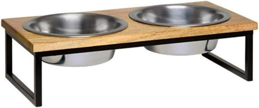 Loving Pets 2 Qt Wooden Top Diner Natural