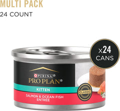 Purina Pro Plan Salmon & Ocean Fish Wet Kitten Food Pate – 24 Pack 3 oz Pull-Top Cans