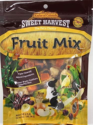 Fruit Mix Treat, 5.0 Oz Bag - Real Fruit for Birds and Small Animals - Rabbits, Hamsters, Guinea Pigs, Mice, Gerbils, Rats, Cockatiels, Parrots, Macaws, Conures
