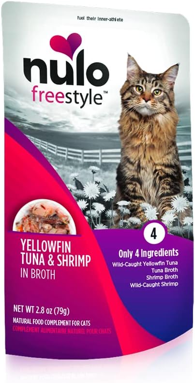 Nulo, Freestyle Yellowfin Tuna & Shrimp in Broth Cat Food Pouch, 2.8 oz 24 Pack
