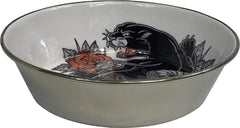 Komodo Panther Design Enamel Coated Stainless Steel Reptile Bowl | Artistic Tattoo Pattern with Rubber Bottom, Small, 5.9 inches, Multi (48593240)