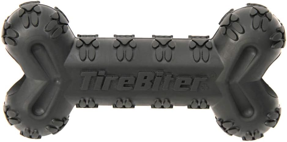 Mammoth TireBiterII Bone with Treat Station – Natural Rubber Dog Toys for Extreme Chewers – Dog Toys for Extra Long Interactive Play – Aggressive Chewer Toys for Dogs - Large 7.25