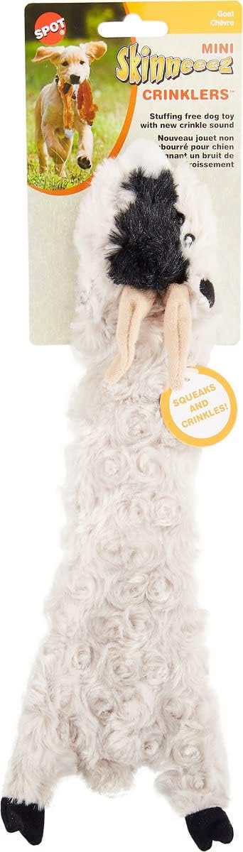 Skinneeez Crinklers Goat - Stuffing-Free Dog Toy with Crinkle & Squeaker Sounds, Durable for Moderate Chewers, Tug Toy for Small Dogs & Puppies