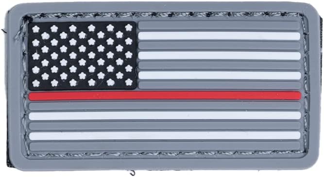 Boss Dog Tactical Rubber Hook-Backed Patch for Boss Tactical Collars, USA Thin Red Line USA Flag