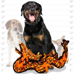 TUFFY - World's Tuffest Soft Dog Toy -Dragon Orange-Multiple Layers. Made Durable, Strong & Tough. Interactive Play (Tug, Toss & Fetch). Machine Washable & Floats