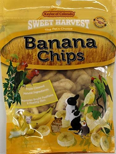 Banana Chips Treat, 4.0 Oz Bag - Real Fruit for Birds and Small Animals - Rabbits, Hamsters, Guinea Pigs, Mice, Gerbils, Rats, Cockatiels, Parrots, Macaws, Conures