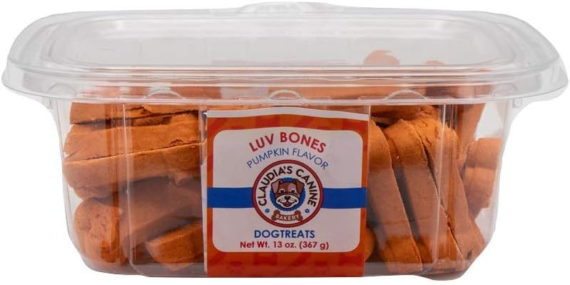 Claudia's Canine Bakery Luv Bones Pumpkin Dog Treats, 14 Ounces Each, Made in The USA