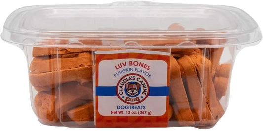 Claudia's Canine Bakery Luv Bones Pumpkin Dog Treats, 14 Ounces Each, Made in The USA