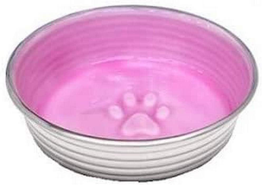 Loving Pets - Le BOL Dog Food Water Bowl Enamel Ceramic Bowl No Tip Stainless Steel Pet Bowl No Skid Spill Proof (Rose)