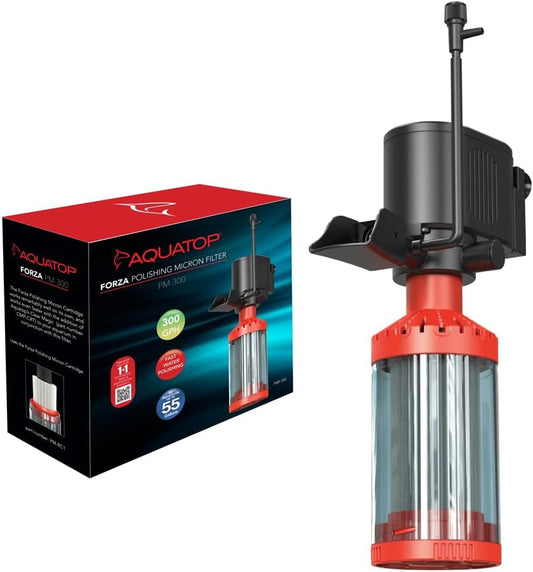 Aquatop Forza Polishing Micron Filter for Small to Medium Aquariums, Crystal Clear Water, Powerful Filtration for Freshwater & Saltwater Tanks, PM-300