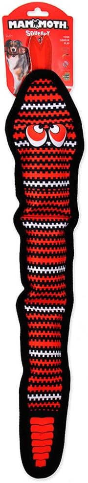 Mammoth,Squeaky Snake Tough Dog Toy Red, Black and White