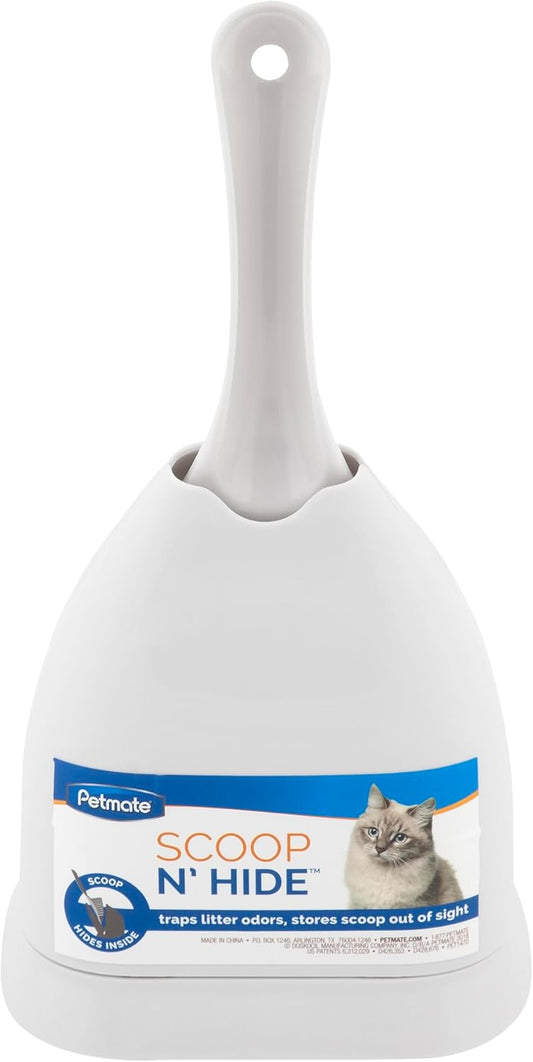 Petmate Scoop N' Hide Cat Litter Scoop with Discreet Litter Scoops Holder; White