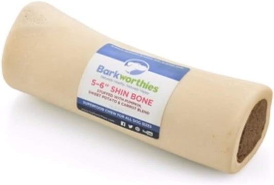 Barkworthies Stuffed Shin Bone - Single Count (Pack of 1) - Carrot, Pumpkin, Sweet Potato Blend, Savory Snack
