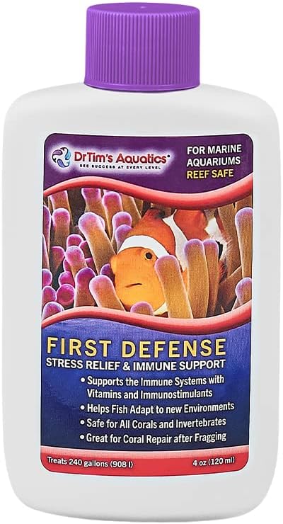 DrTim's Aquatics First Defense for Reef Aquariums – Stress Relief & Immune System Support with Vitamins Immunostimulants Fish Tanks - 4 oz.