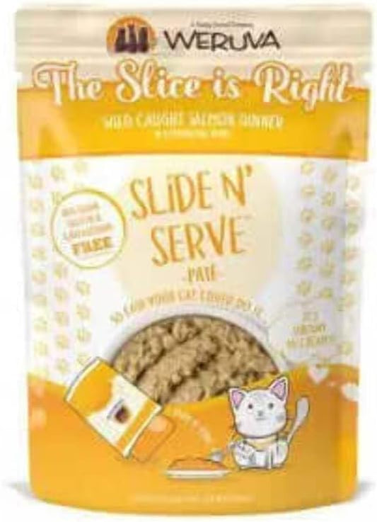 Weruva Wet Cat Food, The Slice is Right with Wild Caught Salmon Pate, Slide N Serve Pouch (Pack of 12)