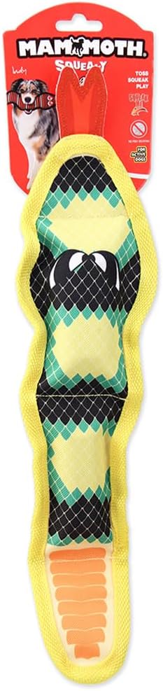 Mammoth, Squeaky Snake Tough Dog Toy Assorted Colors