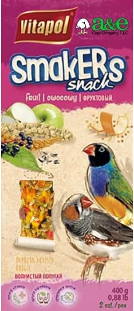 A&E Cage Co. Smackers Treat Sticks for Zebra Finches in Fruit Flavor, Multi Colored, ZVP-2307
