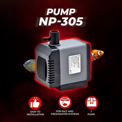Aquatop NP-305 Aquarium Submersible Pump – 80 GPH Adjustable Flow for Fish Tanks, Small Water Features, and Sumps, Energy-Efficient Design
