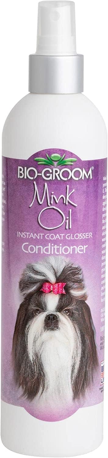 Bio-Groom Mink Oil Dog Conditioner Spray â€“ Dog Sunscreen, Vitamin E, Non-Sticky, Dog Polish, Cat & Dog Grooming Supplies, Cruelty-Free, Made in USA, Dog Products 12 fl oz 2-Pack