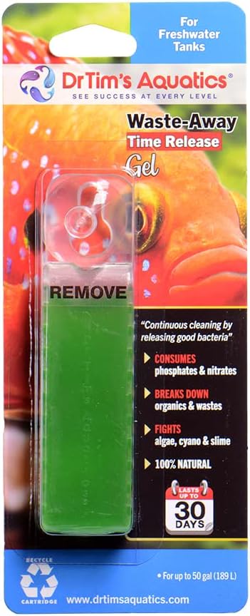 DrTim's Aquatics Freshwater Waste-Away Time Release Gel – Natural Fish Tank & Aquarium Leave-in Waste Management Solution for Dissolving Cleaning Organic Sludge –  Medium