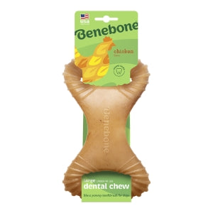 Benebone Dental Durable Dog Chew Toy for Aggressive Chewers, Real Chicken, Made in USA