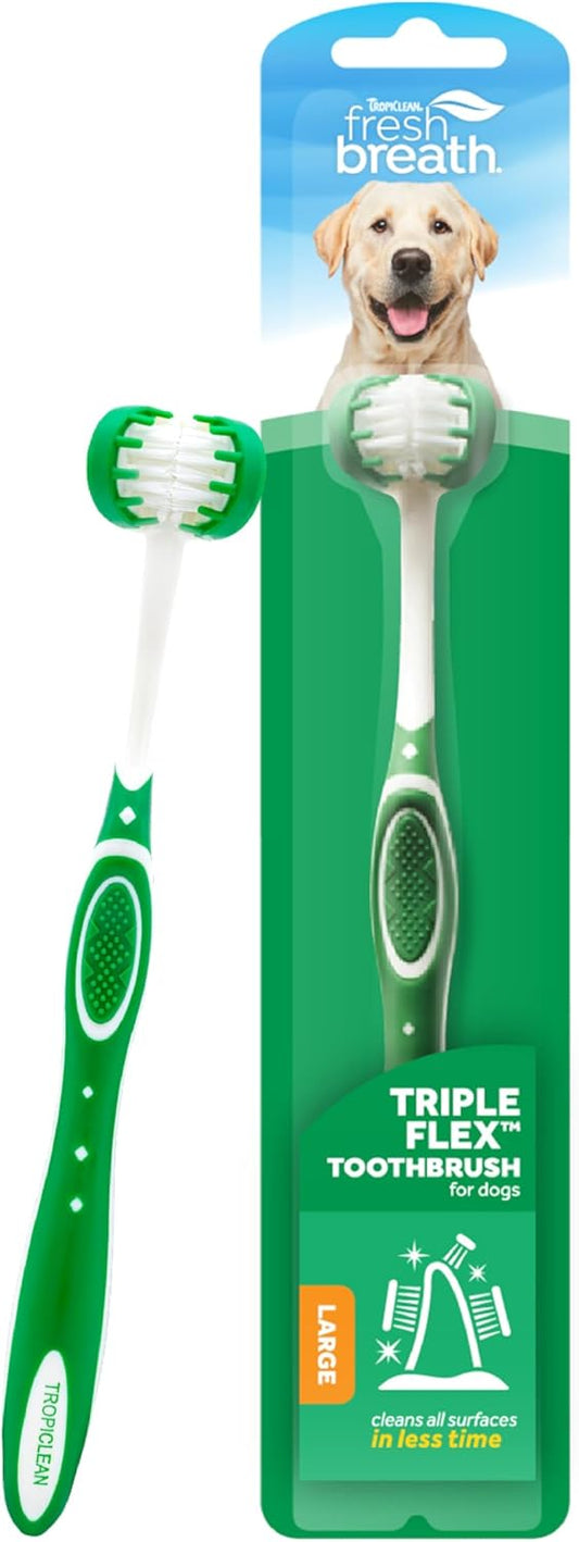 TropiClean Fresh Breath TripleFlex Toothbrush for Large Dogs  | 360-Degree Toothbrush |