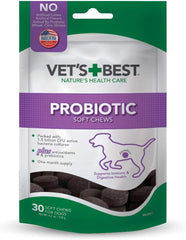 HERO PET  Vet's Best Probiotic Soft Chews Dog Supplement - Supports Dog Digestive Health - Promotes a Healthy Gut - 30 day supply