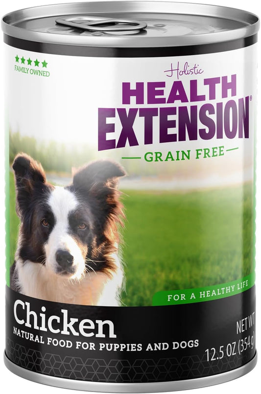 Health Extension Chicken Entrée Wet Dog Food Grain-Free, 12.5 oz – Protein-Rich Recipe, Hydration Support, Ideal for Sensitive Stomachs (Case of 12 Cans)