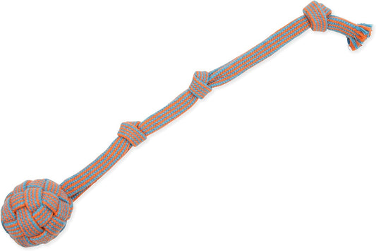 Mammoth Pet Products Extra Flossy Webbing Ball w/Fling Handle Dog Toy,