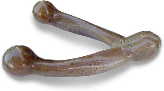 Pet Qwerks Wishbone BarkBone - Nylon Chew Toy for Aggressive Chewers - Bacon Flavor