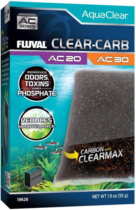 Fluval - Clear-Carb for AC20/AC30 Power Filter, 1.9 oz / 55 g – Improves Fish Health, for Use in Freshwater & Saltwater Aquariums