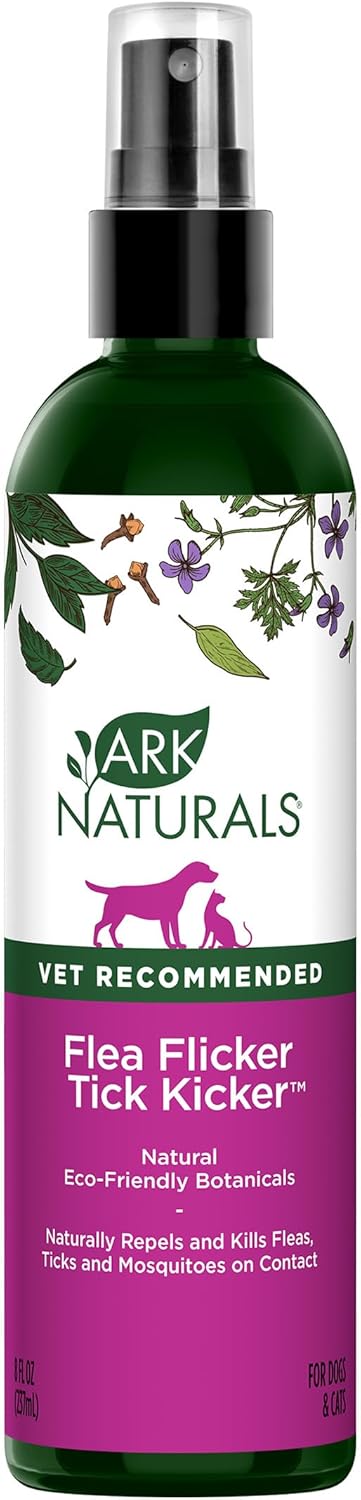 Ark Naturals Flea Flicker Tick Kicker Flea and Tick Repellent, for Cats and Dogs, Repels and Kills Fleas, Ticks, and Mosquitoes, Natural Botanical Formula, 8 oz. Bottle