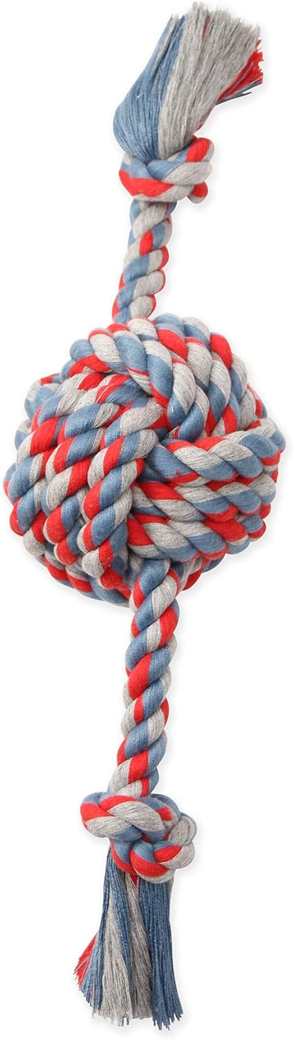 Mammoth Pet Products Flossy Chews Color Monkey Fist Ball with Rope Ends, Large, 18-Inch, multi