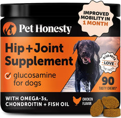 Pet Honesty Hip & Joint Health - Glucosamine for Dogs Soft Chews, Joint Supplement for Dogs with Glucosamine Chondroitin, MSM, Turmeric, Anti Inflammatory, Support + Mobility (Chicken 90ct)