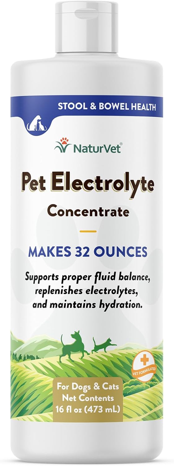 NaturVet Pet Electrolyte Concentrate for Dogs and Cats, 16 oz Liquid Concentrate, Made in The USA with Globally Source Ingredients