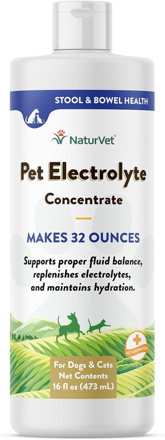 NaturVet Pet Electrolyte Concentrate for Dogs and Cats, 16 oz Liquid Concentrate, Made in The USA with Globally Source Ingredients