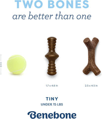 Benebone Puppy 2-Pack Maplestick/Zaggler Durable Dog Chew Toys for Gentle Chewers, Real Bacon, Real Maplewood, Made in USA, Tiny