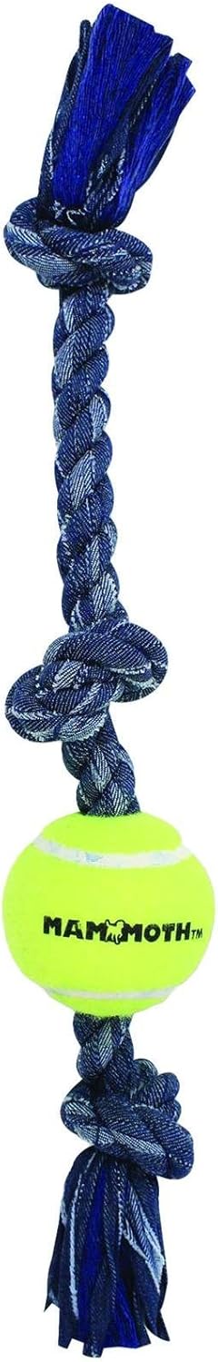 Mammoth 20-Inch 3-Knot Denim Tug Rope with 3-Inch Ball, Medium