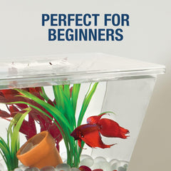 Tetra LED Betta Tank Kit 1 Gallon, Trapezoid aquarium With Base Lighting (24050)