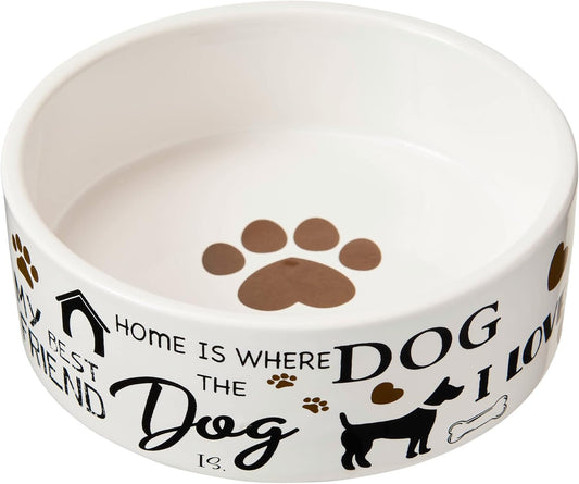 SPOT I Love Dogs Dish -Round Ceramic Food/Water Bowl with High Walls for Pets, Dishwasher Safe, Ideal for Small Dogs, Cats, Reptiles, Large Birds