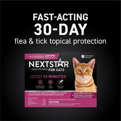 Capstar Flea and Tick Prevention for Cats, Repellent, Treatment, and Control, Fast Acting Waterproof Topical Drops for Cats Over 3.5 lbs, 3 Month Dose