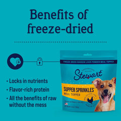 Miracle Corp - Stewart Chicken Liver Supper Sprinkles, Dog Food Toppers, Chicken Liver, 2.5 oz. Resealable Bag, Made in USA, Products for Dogs
