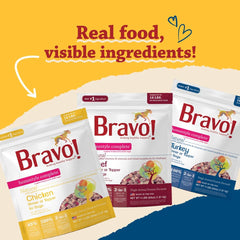 Bravo! Homestyle Complete Freeze Dried Raw Dog Food or Topper, 4 Pounds, Add Water to Rehydrate for up to 18 Pounds of Food, Grain Free, Gluten Free