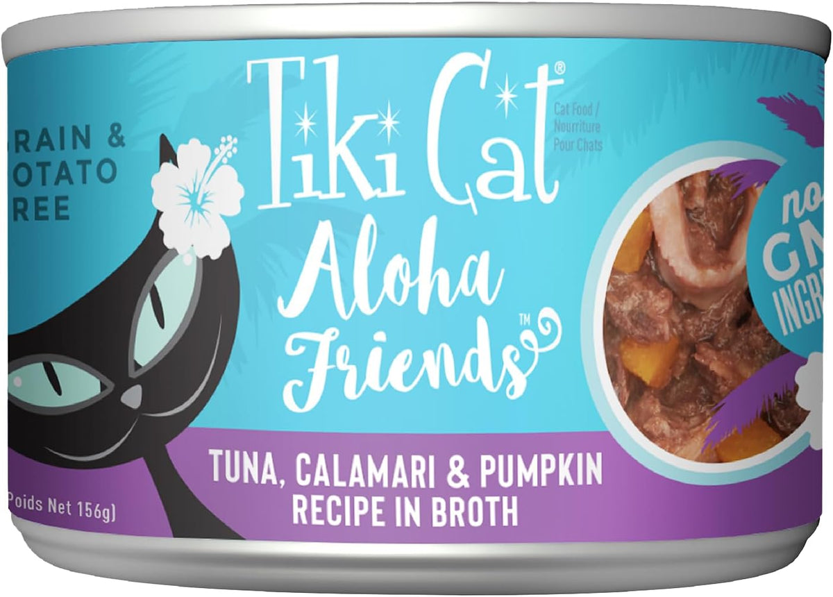 Tiki Cat Aloha Friends, Tuna, Calamari & Pumpkin, Grain-Free & High Moisture, Wet Cat Food for All Life Stages
